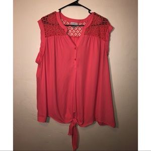 Cute Roz & Ali coral colored blouse. Size 3x